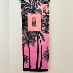 Juicy Couture Pink and Black Palm Tree Bath Towel